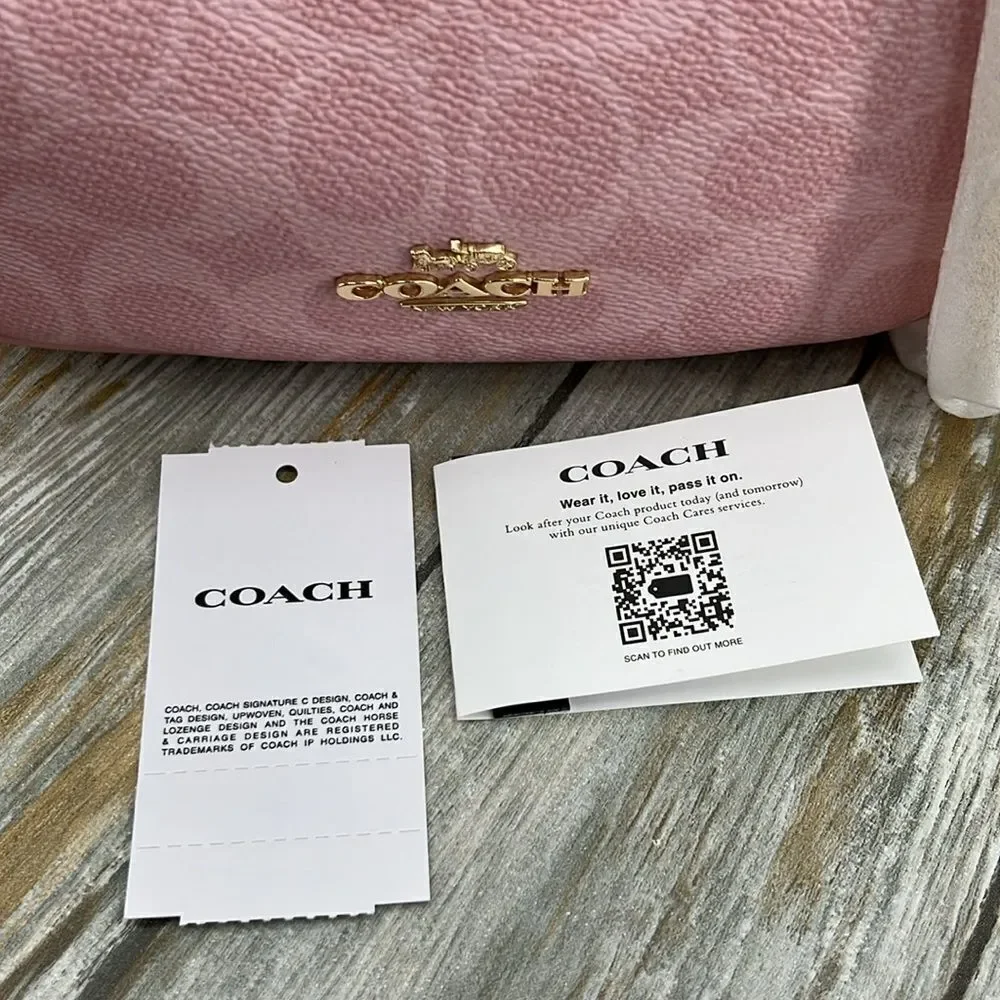 Coach Carmen Mini Crossbody Bag In Signature Canvas Powder Pink Purse